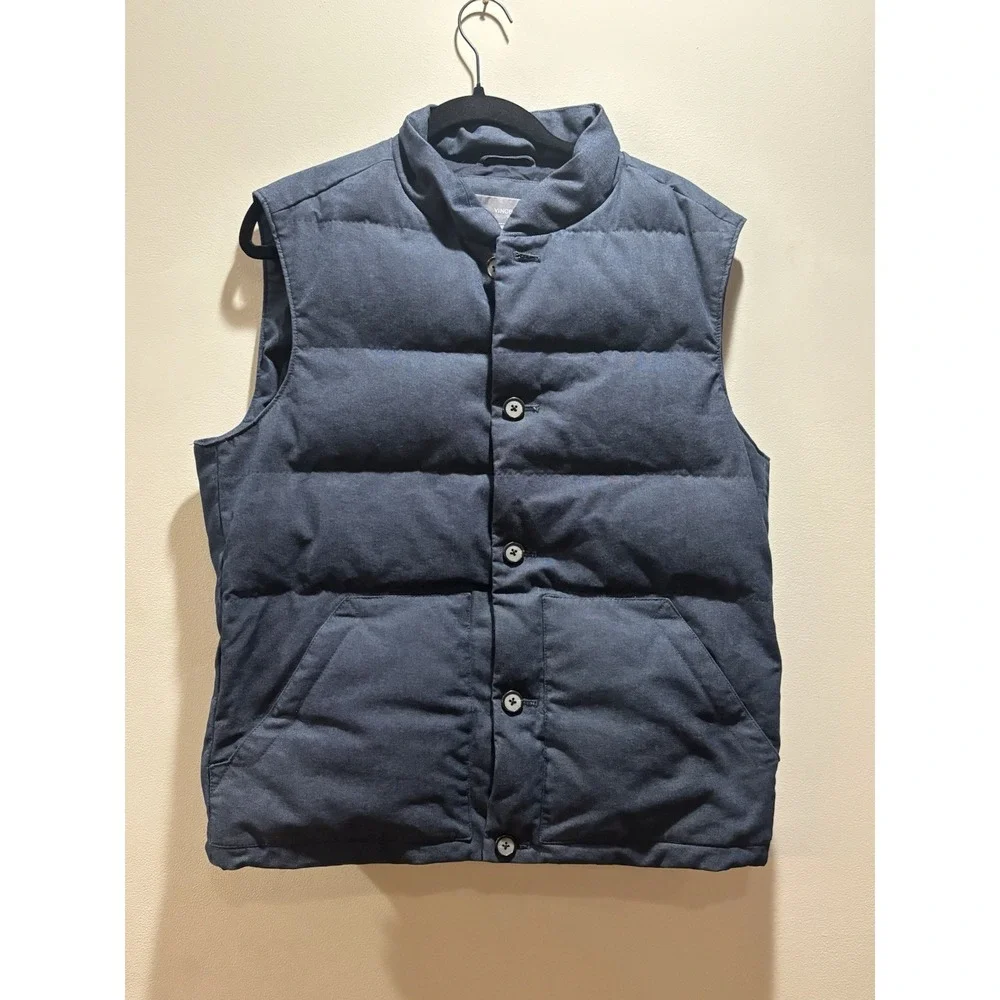 Vince Down Puffer Vest Men's Medium Blue Quilted‎ Sleeveless Jacket